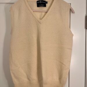 Ralph Lauren Cream Lambswool Knit Vest